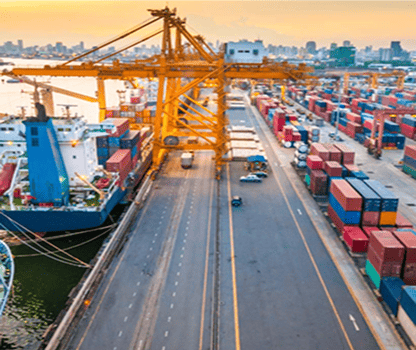 Forklift loading containers